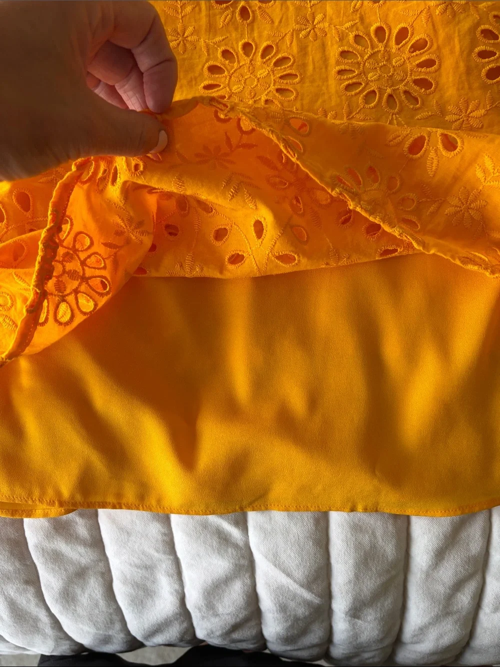 JCREW Eyelet Split-Neck Top - Marigold Yellow